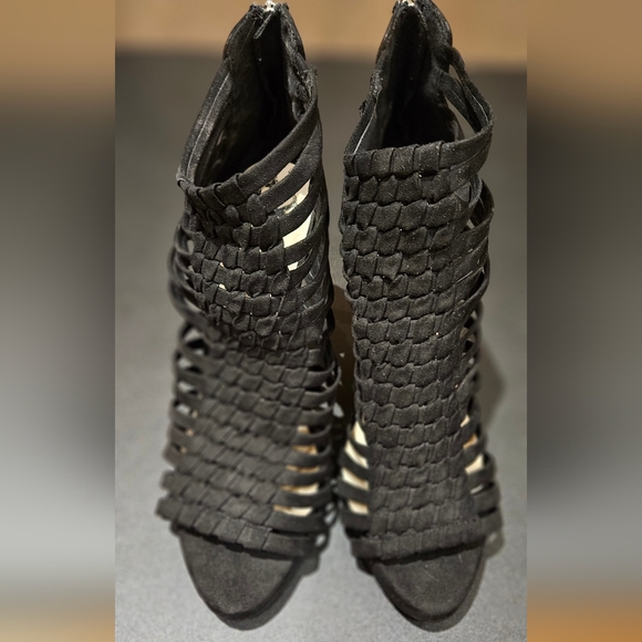 Fergalicious Shoes - Fergalicious “Tinker” Black Strappy Stiletto Heels